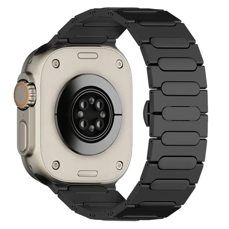 オーバルバタフライバックルチタン合金ウォッチバンド、Apple Watch SE 2023 44mm用、Apple Watch Ultra 2 49mm用、Apple Watch Series 9 45mm用、Apple Watch Ultra 49mm用、Apple Watch Series 8 45mm用、Apple Watch SE 2022 44mm用...