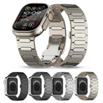 オーバルバタフライバックルチタン合金ウォッチバンド、Apple Watch SE 2023 44mm用、Apple Watch Ultra 2 49mm用、Apple Watch Series 9 45mm用、Apple Watch Ultra 49mm用、Apple Watch Series 8 45mm用、Apple Watch SE 2022 44mm用...
