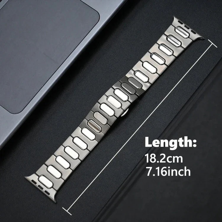 オーバルバタフライバックルチタン合金ウォッチバンド、Apple Watch SE 2023 44mm用、Apple Watch Ultra 2 49mm用、Apple Watch Series 9 45mm用、Apple Watch Ultra 49mm用、Apple Watch Series 8 45mm用、Apple Watch SE 2022 44mm用...