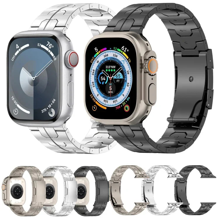 タートルバックルチタン合金ウォッチバンド、Apple Watch SE 2023 44mm用、Apple Watch SE 2023 40mm用、Apple Watch Ultra 2 49mm用、Apple Watch Series 9 45mm用、Apple Watch Series 9 41mm用、Apple Watch Ultra 49mm用、Apple Watch Series 8 41mm用...