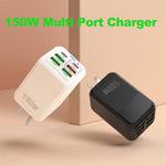 150W 4 x USB + 2 x USB-C / Type-C マルチポート急速充電器 EUプラグ USプラグ UKプラグ