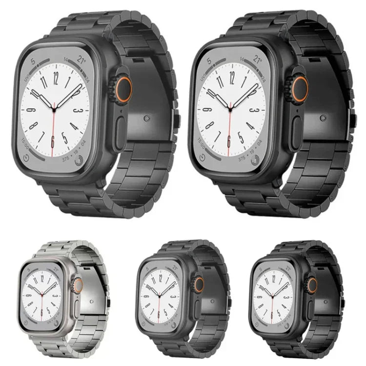 3ビーズフラットバックルチタン合金ウォッチバンド、Apple Watch SE 2023 44mm用、Apple Watch SE 2023 40mm用、Apple Watch Ultra 2 49mm用、Apple Watch Series 9 45mm用、Apple Watch Series 9 41mm用、Apple Watch Ultra 49mm用、Apple Watch Series 8 41mm用...
