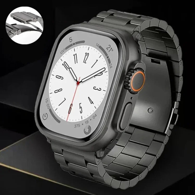 3ビーズフラットバックルチタン合金ウォッチバンド、Apple Watch SE 2023 44mm用、Apple Watch SE 2023 40mm用、Apple Watch Ultra 2 49mm用、Apple Watch Series 9 45mm用、Apple Watch Series 9 41mm用、Apple Watch Ultra 49mm用、Apple Watch Series 8 41mm用...