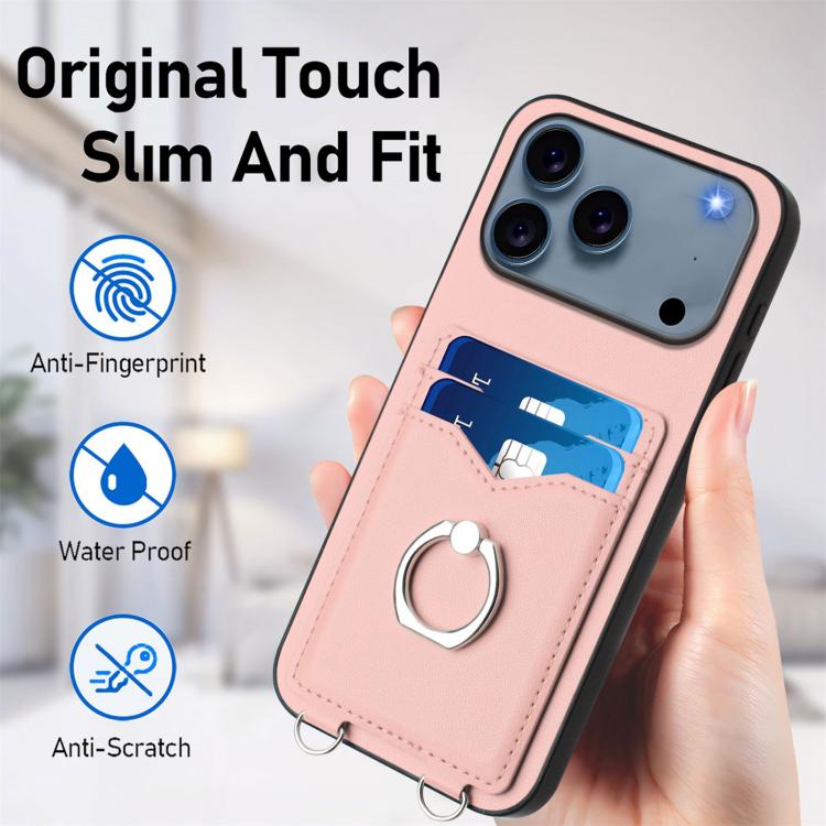 R20 クロスボディロープリングカードホルダー付きスマホケース、iPhone 17 Pro Max 用、iPhone 17 Pro 用、iPhone 17 用、iPhone Air 用、iPhone 15 Pro Max 用、iPhone 15 Pro 用、iPhone 15 Plus 用、iPhone 15 用
