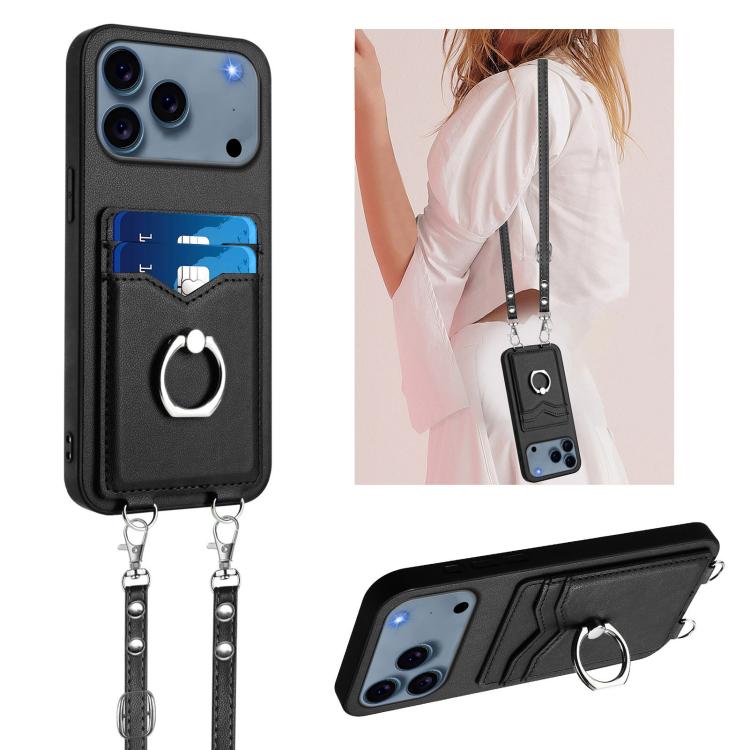 R20 クロスボディロープリングカードホルダー付きスマホケース、iPhone 17 Pro Max 用、iPhone 17 Pro 用、iPhone 17 用、iPhone Air 用、iPhone 15 Pro Max 用、iPhone 15 Pro 用、iPhone 15 Plus 用、iPhone 15 用