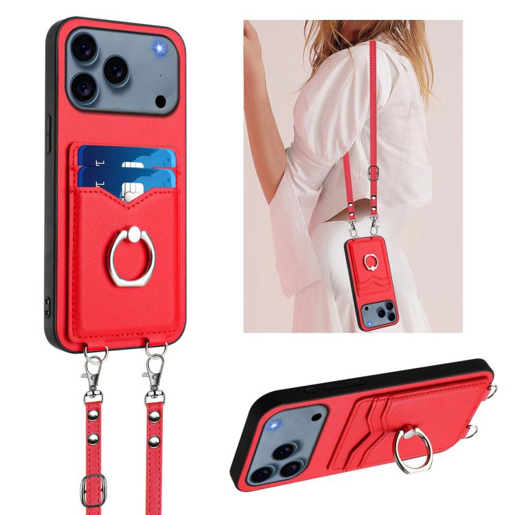 R20 クロスボディロープリングカードホルダー付きスマホケース、iPhone 17 Pro Max 用、iPhone 17 Pro 用、iPhone 17 用、iPhone Air 用、iPhone 15 Pro Max 用、iPhone 15 Pro 用、iPhone 15 Plus 用、iPhone 15 用