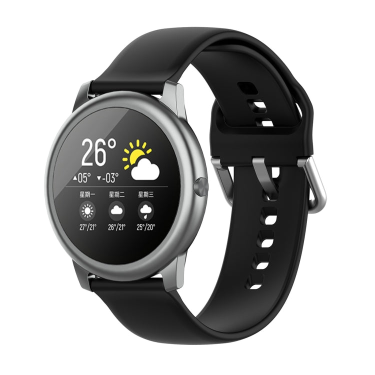 Silicone Solid Color Silver Buckle Strap, Size: 22mm, For Xiaomi Haylou Solar LS05