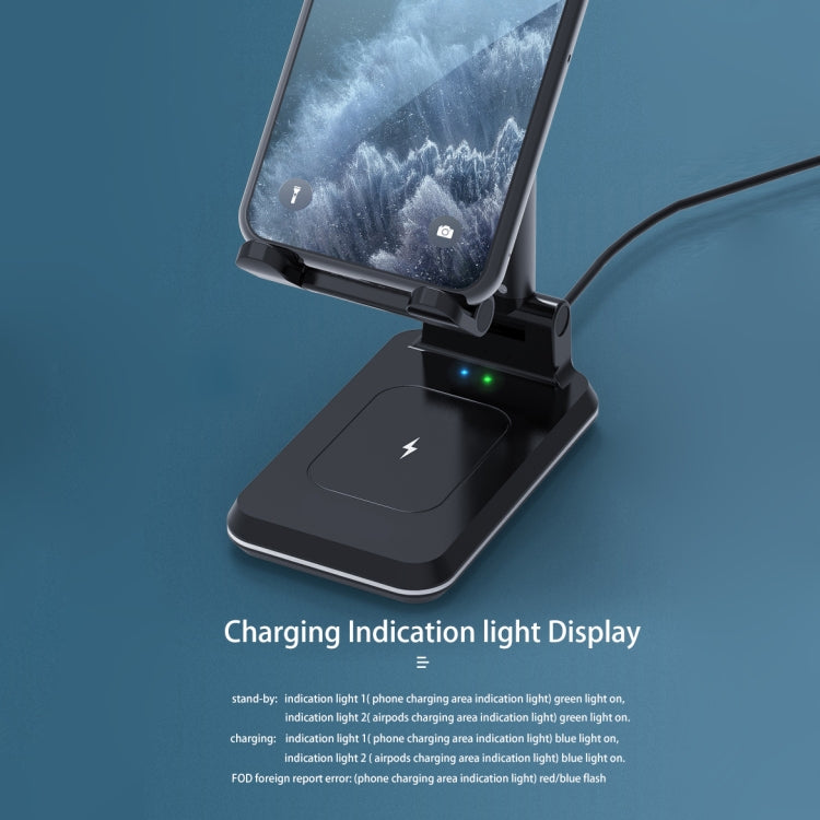 T6 2イン1 ポータブル折りたたみスタンド ワイヤレス充電、シングルチャージ、ダブルチャージ