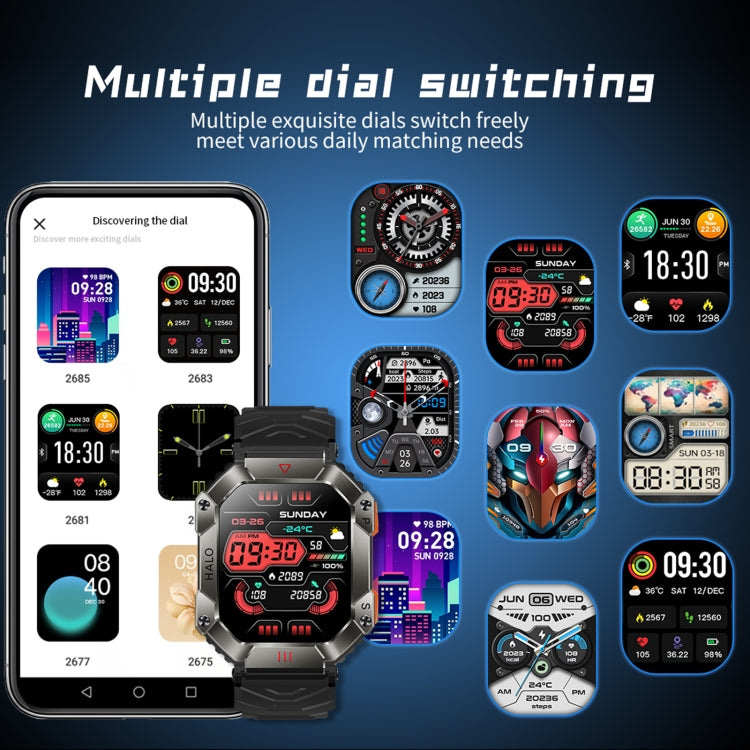 KR80 2.0インチ BT5.1 IP67 スポーツスマートウォッチ、Bluetooth通話 / 睡眠 / 血中酸素 / 心拍数 / 血圧健康モニター対応