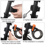 自転車用携帯盗難防止ロック スチールケーブルロック フレーム付き、Aスタイル 100cm ブラック、Aスタイル 120cm ブラック、Bスタイル 100cm ブラック、Bスタイル 120cm ブラック、Bスタイル 150cm ブラック