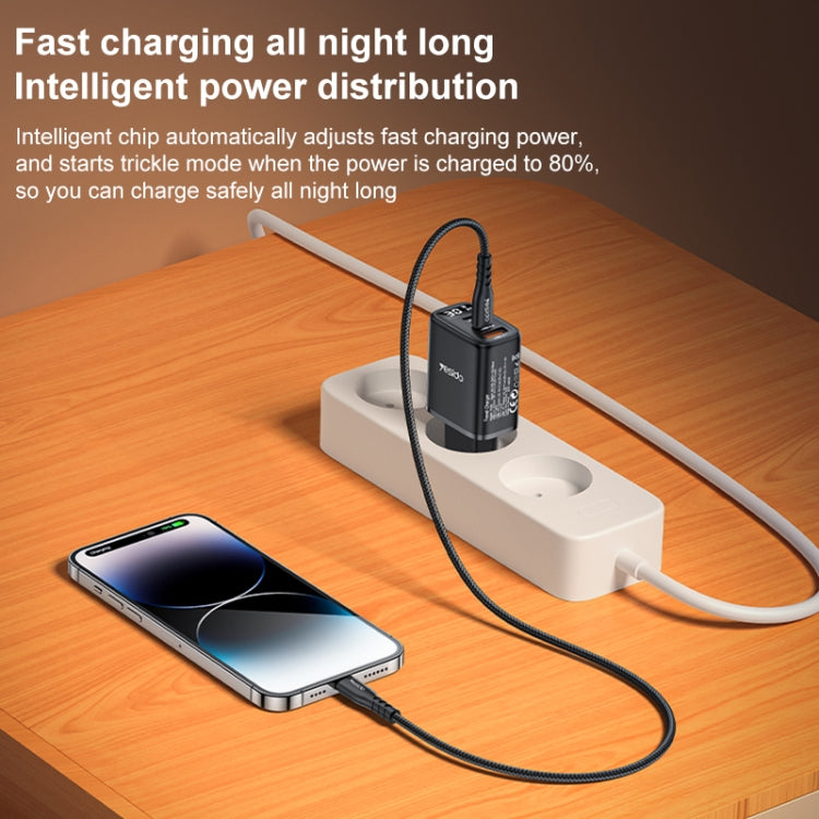 Yesido YC69 30W USB + デュアルUSB-C / Type-C デジタルディスプレイ充電器、仕様：EUプラグ、YC69