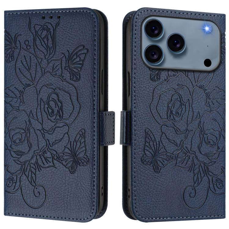 エンボス加工ローズ RFID 防盗レザー製フォンケース、iPhone 17 Pro Max 用、iPhone 17 Pro 用、iPhone 17 用、iPhone Air 用、iPhone SE 2024 用、iPhone 16 Pro Max 用、iPhone 16 Pro 用、iPhone 16 Plus 用