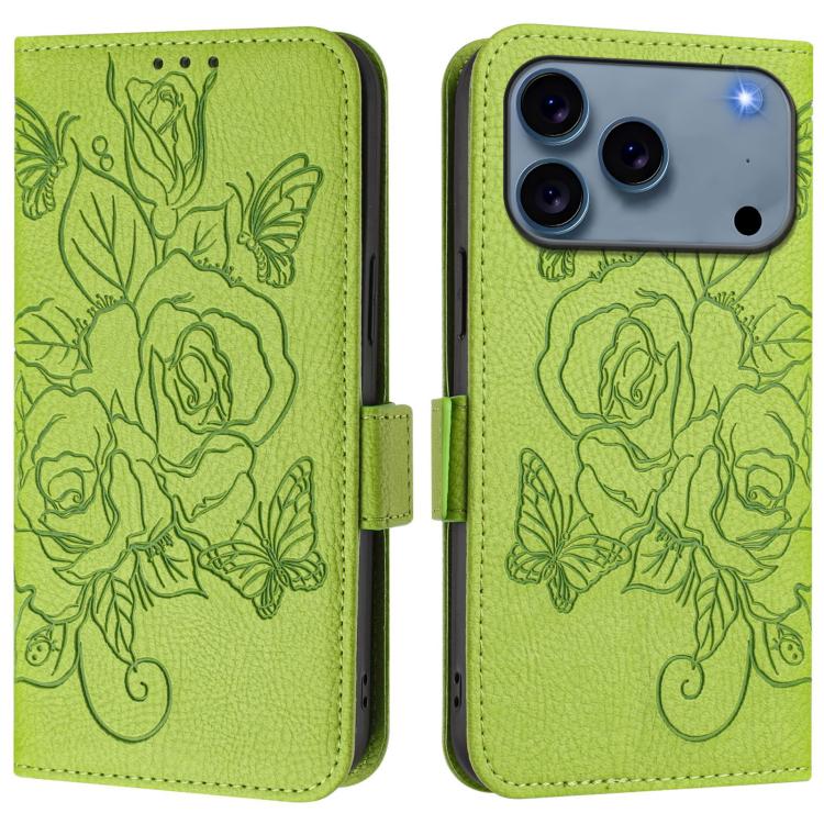 エンボス加工ローズ RFID 防盗レザー製フォンケース、iPhone 17 Pro Max 用、iPhone 17 Pro 用、iPhone 17 用、iPhone Air 用、iPhone SE 2024 用、iPhone 16 Pro Max 用、iPhone 16 Pro 用、iPhone 16 Plus 用