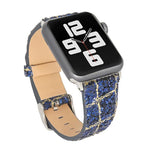 グリッターシークインレザー交換用ストラップウォッチバンド、Apple Watch 5 & 4 44mm / 3 & 2 & 1 42mm用、Apple Watch Series 7 41mm / 6 & SE & 5 & 4 40mm / 3 & 2 & 1 38mm用、Apple Watch Series 8&7 41mm / SE 2&6&SE&5&4 40mm / 3&2&1 38mm用