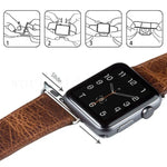 ラウンドテイルレトロ クレイジーホーステクスチャ 本革交換用ストラップウォッチバンド、Apple Watch 5 & 4 44mm / 3 & 2 & 1 42mm用、Apple Watch Series 7 41mm / 6 & SE & 5 & 4 40mm / 3 & 2 & 1 38mm用