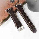 ラウンドテイルレトロ クレイジーホーステクスチャ 本革交換用ストラップウォッチバンド、Apple Watch 5 & 4 44mm / 3 & 2 & 1 42mm用、Apple Watch Series 7 41mm / 6 & SE & 5 & 4 40mm / 3 & 2 & 1 38mm用