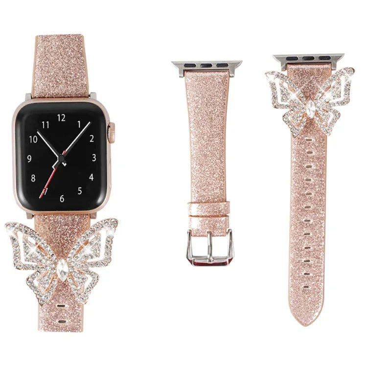 ボウノットグリッターダイヤモンド交換用ストラップ、Apple Watch 5 & 4 44mm / 3 & 2 & 1 42mm用