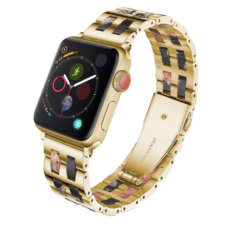 ステンレススチール＋樹脂ウォッチリストストラップ、Apple Watch 5 & 4 44mm / 3 & 2 & 1 42mm用、Apple Watch Series 8&7 41mm / SE 2&6&SE&5&4 40mm / 3&2&1 38mm用、Apple Watch Series 7 41mm / 6 & SE & 5 & 4 40mm / 3 & 2 & 1 38mm用