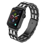 ステンレススチール＋樹脂ウォッチリストストラップ、Apple Watch 5 & 4 44mm / 3 & 2 & 1 42mm用、Apple Watch Series 8&7 41mm / SE 2&6&SE&5&4 40mm / 3&2&1 38mm用、Apple Watch Series 7 41mm / 6 & SE & 5 & 4 40mm / 3 & 2 & 1 38mm用