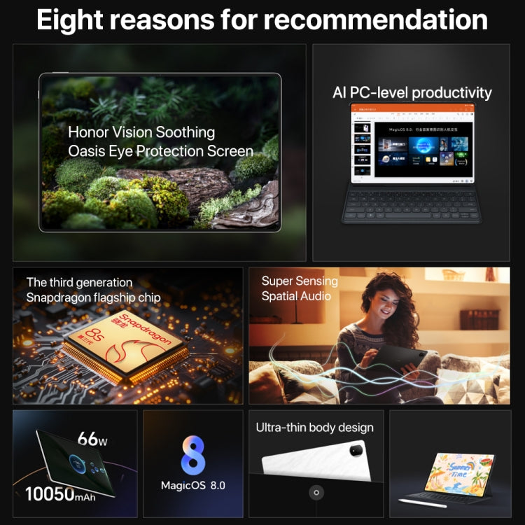Honor MagicPad2 WiFiタブレットPC、12.3インチ MagicOS 8.0.1 Qualcomm Snapdragon 8s Gen 3 オクタコア、8GB+256GB、12GB+256GB、16GB+512GB、16GB+1TB