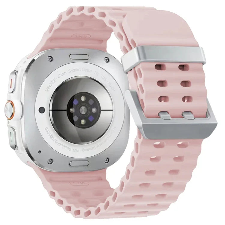 オーシャンデュアルシルバーバックルシリコンウォッチバンド Samsung Galaxy Watch Ultra 47mm / Ultra 2025用