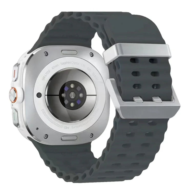 オーシャンデュアルシルバーバックルシリコンウォッチバンド Samsung Galaxy Watch Ultra 47mm / Ultra 2025用