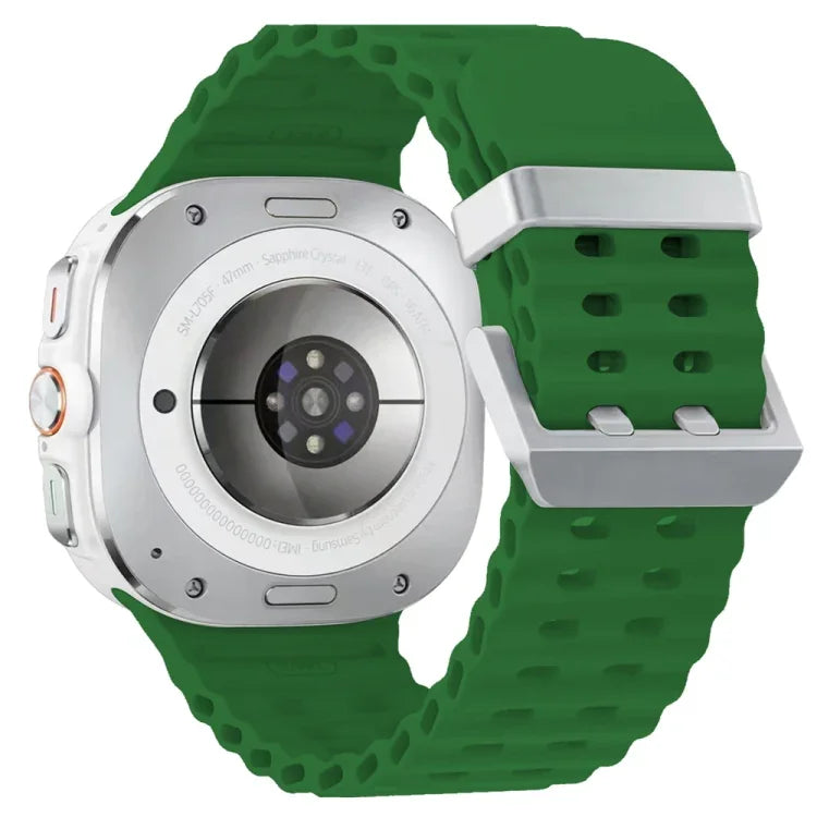 オーシャンデュアルシルバーバックルシリコンウォッチバンド Samsung Galaxy Watch Ultra 47mm / Ultra 2025用