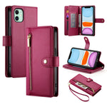 Nine Card-slot Zipper Wallet Bag Leather Phone Case, For iPhone 11 Pro Max, For iPhone 11, For iPhone 11 Pro