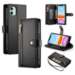 Nine Card-slot Zipper Wallet Bag Leather Phone Case, For iPhone 11 Pro Max, For iPhone 11, For iPhone 11 Pro