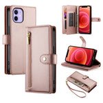 9カードスロット ジッパー付き財布型レザーケース、iPhone 14 Pro Max 用、iPhone 13 Pro Max 用、iPhone 13 Pro 用、iPhone 13 用、iPhone 13 mini 用、iPhone 12 / 12 Pro 用、iPhone 12 Pro Max 用、iPhone 12 mini 用