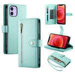 9カードスロット ジッパー付き財布型レザーケース、iPhone 14 Pro Max 用、iPhone 13 Pro Max 用、iPhone 13 Pro 用、iPhone 13 用、iPhone 13 mini 用、iPhone 12 / 12 Pro 用、iPhone 12 Pro Max 用、iPhone 12 mini 用