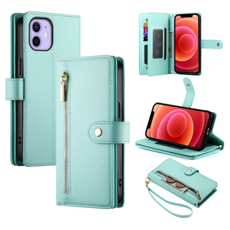 9カードスロット ジッパー付き財布型レザーケース、iPhone 14 Pro Max 用、iPhone 13 Pro Max 用、iPhone 13 Pro 用、iPhone 13 用、iPhone 13 mini 用、iPhone 12 / 12 Pro 用、iPhone 12 Pro Max 用、iPhone 12 mini 用