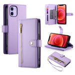 9カードスロット ジッパー付き財布型レザーケース、iPhone 14 Pro Max 用、iPhone 13 Pro Max 用、iPhone 13 Pro 用、iPhone 13 用、iPhone 13 mini 用、iPhone 12 / 12 Pro 用、iPhone 12 Pro Max 用、iPhone 12 mini 用