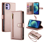 9カードスロット ジッパー付き財布型レザーケース、iPhone 14 Pro Max 用、iPhone 13 Pro Max 用、iPhone 13 Pro 用、iPhone 13 用、iPhone 13 mini 用、iPhone 12 / 12 Pro 用、iPhone 12 Pro Max 用、iPhone 12 mini 用