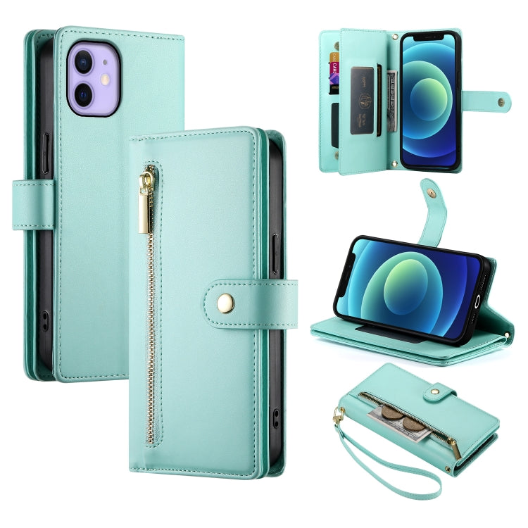 9カードスロット ジッパー付き財布型レザーケース、iPhone 14 Pro Max 用、iPhone 13 Pro Max 用、iPhone 13 Pro 用、iPhone 13 用、iPhone 13 mini 用、iPhone 12 / 12 Pro 用、iPhone 12 Pro Max 用、iPhone 12 mini 用