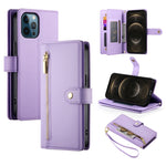 9カードスロット ジッパー付き財布型レザーケース、iPhone 14 Pro Max 用、iPhone 13 Pro Max 用、iPhone 13 Pro 用、iPhone 13 用、iPhone 13 mini 用、iPhone 12 / 12 Pro 用、iPhone 12 Pro Max 用、iPhone 12 mini 用