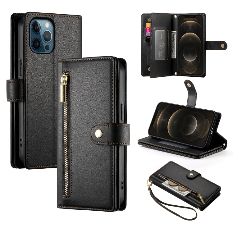 9カードスロット ジッパー付き財布型レザーケース、iPhone 14 Pro Max 用、iPhone 13 Pro Max 用、iPhone 13 Pro 用、iPhone 13 用、iPhone 13 mini 用、iPhone 12 / 12 Pro 用、iPhone 12 Pro Max 用、iPhone 12 mini 用
