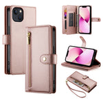9カードスロット ジッパー付き財布型レザーケース、iPhone 14 Pro Max 用、iPhone 13 Pro Max 用、iPhone 13 Pro 用、iPhone 13 用、iPhone 13 mini 用、iPhone 12 / 12 Pro 用、iPhone 12 Pro Max 用、iPhone 12 mini 用