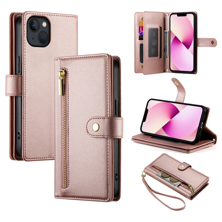 9カードスロット ジッパー付き財布型レザーケース、iPhone 14 Pro Max 用、iPhone 13 Pro Max 用、iPhone 13 Pro 用、iPhone 13 用、iPhone 13 mini 用、iPhone 12 / 12 Pro 用、iPhone 12 Pro Max 用、iPhone 12 mini 用