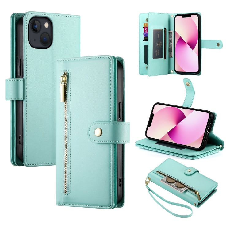 9カードスロット ジッパー付き財布型レザーケース、iPhone 14 Pro Max 用、iPhone 13 Pro Max 用、iPhone 13 Pro 用、iPhone 13 用、iPhone 13 mini 用、iPhone 12 / 12 Pro 用、iPhone 12 Pro Max 用、iPhone 12 mini 用