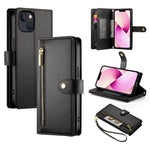 9カードスロット ジッパー付き財布型レザーケース、iPhone 14 Pro Max 用、iPhone 13 Pro Max 用、iPhone 13 Pro 用、iPhone 13 用、iPhone 13 mini 用、iPhone 12 / 12 Pro 用、iPhone 12 Pro Max 用、iPhone 12 mini 用