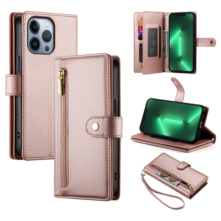 9カードスロット ジッパー付き財布型レザーケース、iPhone 14 Pro Max 用、iPhone 13 Pro Max 用、iPhone 13 Pro 用、iPhone 13 用、iPhone 13 mini 用、iPhone 12 / 12 Pro 用、iPhone 12 Pro Max 用、iPhone 12 mini 用
