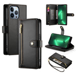 9カードスロット ジッパー付き財布型レザーケース、iPhone 14 Pro Max 用、iPhone 13 Pro Max 用、iPhone 13 Pro 用、iPhone 13 用、iPhone 13 mini 用、iPhone 12 / 12 Pro 用、iPhone 12 Pro Max 用、iPhone 12 mini 用