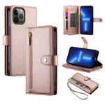 9カードスロット ジッパー付き財布型レザーケース、iPhone 14 Pro Max 用、iPhone 13 Pro Max 用、iPhone 13 Pro 用、iPhone 13 用、iPhone 13 mini 用、iPhone 12 / 12 Pro 用、iPhone 12 Pro Max 用、iPhone 12 mini 用