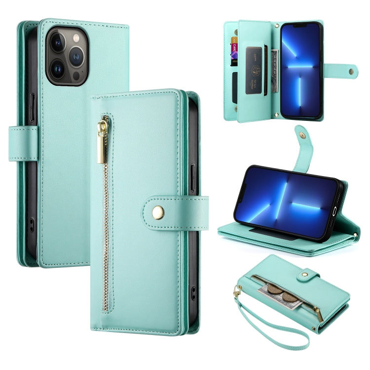 9カードスロット ジッパー付き財布型レザーケース、iPhone 14 Pro Max 用、iPhone 13 Pro Max 用、iPhone 13 Pro 用、iPhone 13 用、iPhone 13 mini 用、iPhone 12 / 12 Pro 用、iPhone 12 Pro Max 用、iPhone 12 mini 用