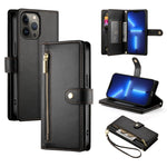9カードスロット ジッパー付き財布型レザーケース、iPhone 14 Pro Max 用、iPhone 13 Pro Max 用、iPhone 13 Pro 用、iPhone 13 用、iPhone 13 mini 用、iPhone 12 / 12 Pro 用、iPhone 12 Pro Max 用、iPhone 12 mini 用