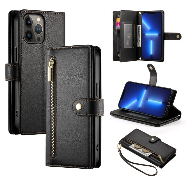 9カードスロット ジッパー付き財布型レザーケース、iPhone 14 Pro Max 用、iPhone 13 Pro Max 用、iPhone 13 Pro 用、iPhone 13 用、iPhone 13 mini 用、iPhone 12 / 12 Pro 用、iPhone 12 Pro Max 用、iPhone 12 mini 用