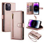9カードスロット ジッパー付き財布型レザーケース、iPhone 14 Pro Max 用、iPhone 13 Pro Max 用、iPhone 13 Pro 用、iPhone 13 用、iPhone 13 mini 用、iPhone 12 / 12 Pro 用、iPhone 12 Pro Max 用、iPhone 12 mini 用