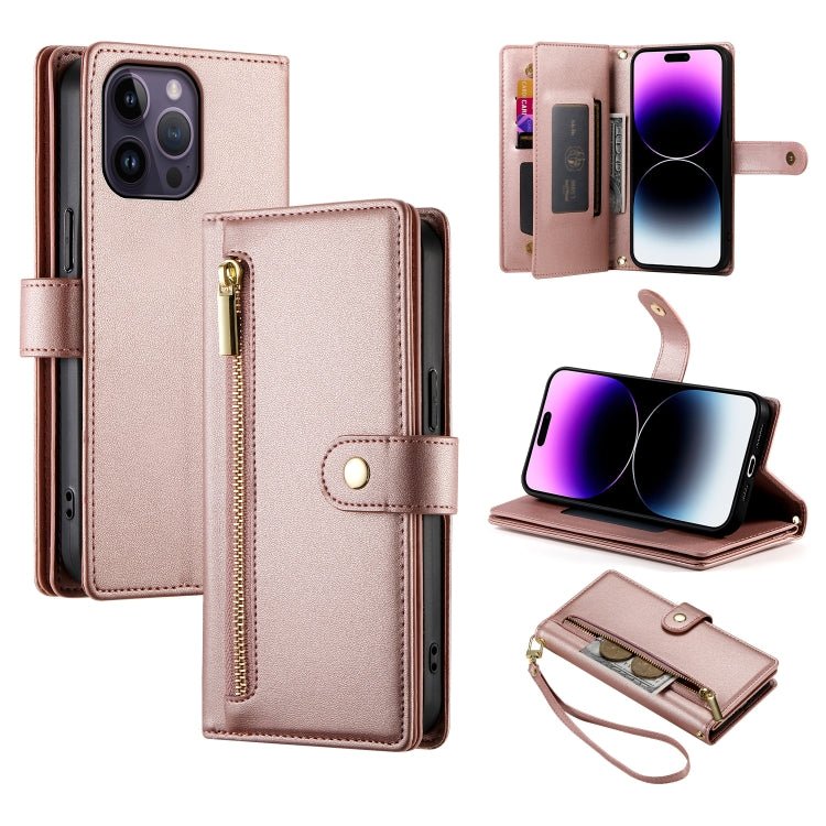 9カードスロット ジッパー付き財布型レザーケース、iPhone 14 Pro Max 用、iPhone 13 Pro Max 用、iPhone 13 Pro 用、iPhone 13 用、iPhone 13 mini 用、iPhone 12 / 12 Pro 用、iPhone 12 Pro Max 用、iPhone 12 mini 用