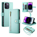 9カードスロット ジッパー付き財布型レザーケース、iPhone 14 Pro Max 用、iPhone 13 Pro Max 用、iPhone 13 Pro 用、iPhone 13 用、iPhone 13 mini 用、iPhone 12 / 12 Pro 用、iPhone 12 Pro Max 用、iPhone 12 mini 用